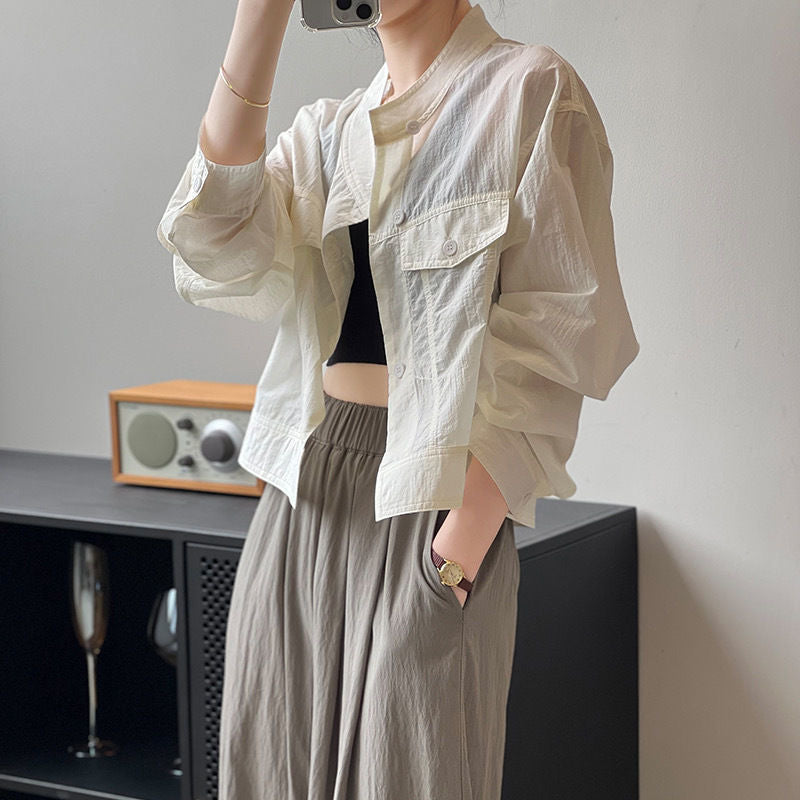 Autumn New Korean Version Loose Cardigan Short Thin Breathable Top