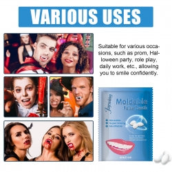 Jaysuing Moldable False Teeth, Film And Television Makeup Dentures Modified Dentures False Dentures Broken Teeth Temporary Dentures