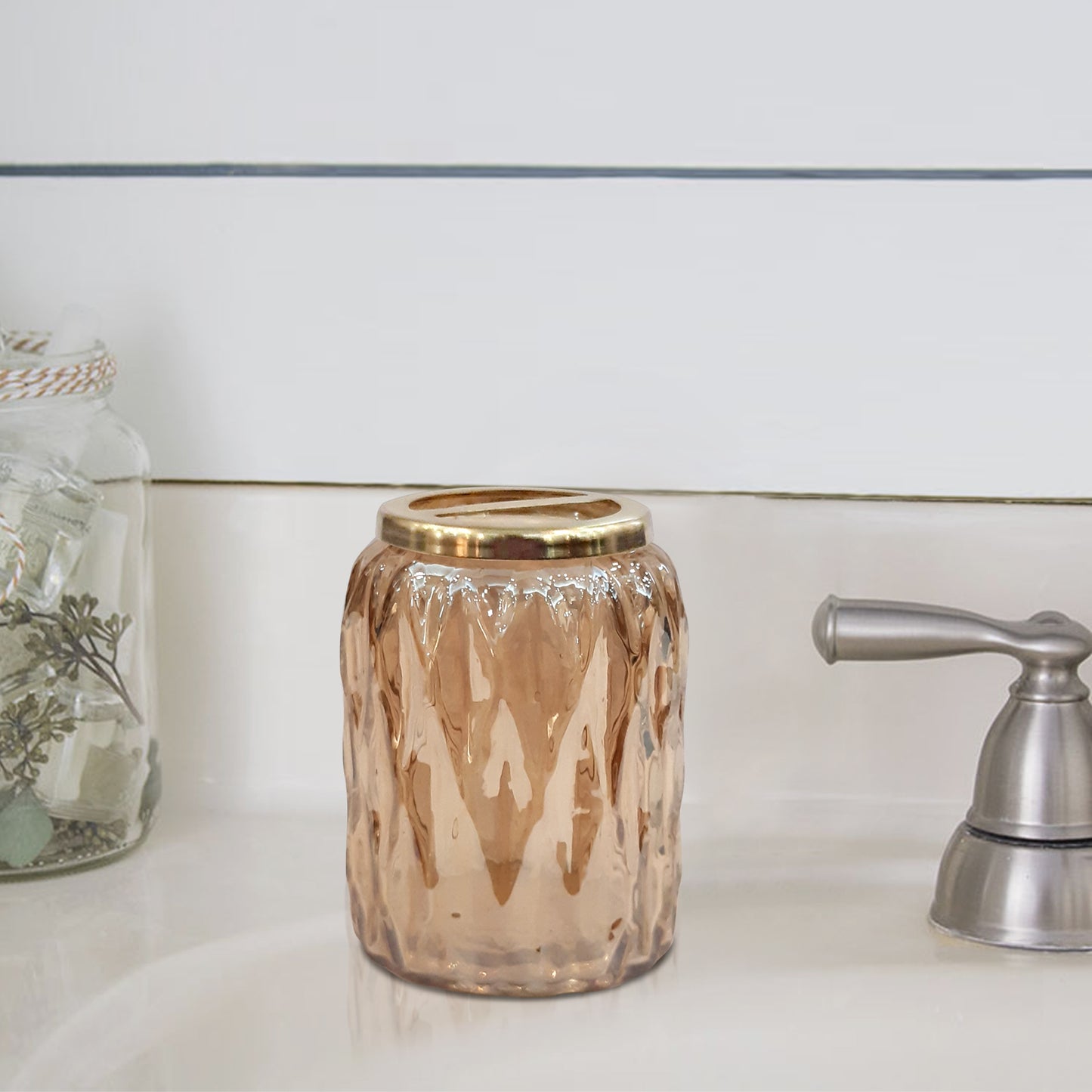 Toothbrush Holder Compact Multi Slot Holder For Toothbrushes, Razors & Makeup Accessories  Amber Finish