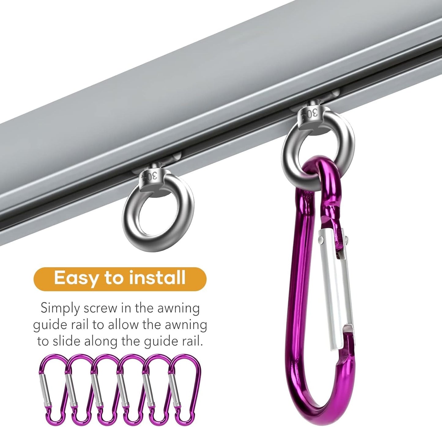 6 Set Keder Stopper Blocking Kit For Keder Rail Stopper Bolts End Stopper With 6 Carabiners Keder Rail Caravan Awning Hooks Keder Rail Accessories