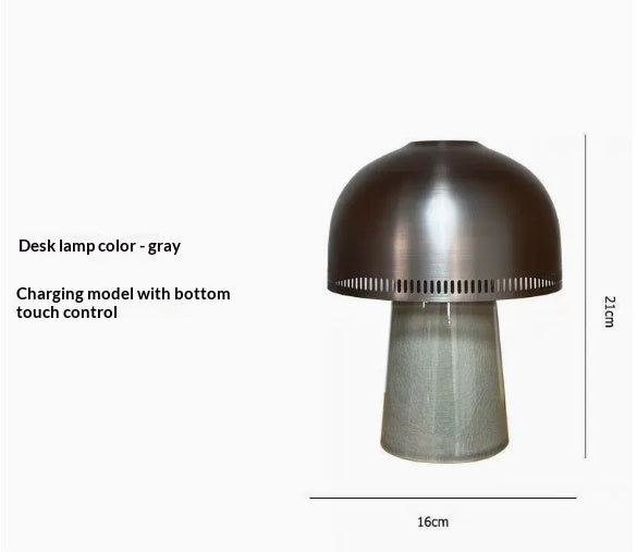 Bedroom Bedside Ceramic Mushroom Mid Century Style Decor Portable Rechargeable Table Lamp