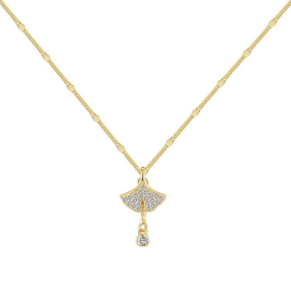 S925 Sterling Silver Necklace For Women Light Luxury Temperament Accessories Ginkgo Leaf Pendant