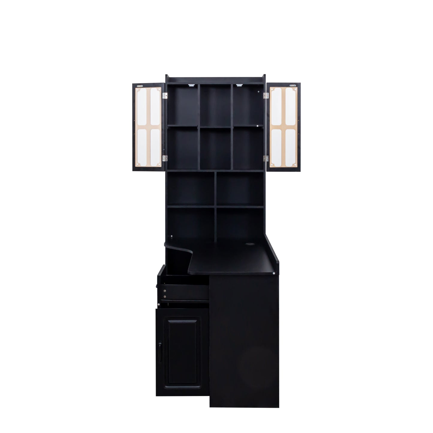 L-Shaped Corner Computer Desk  For Home Office Or Study Desk, Study Modern Style Table With Drawers, Bookshelf & Hutch, 2-in-1 L-Shaped Design, Large Working Space,black