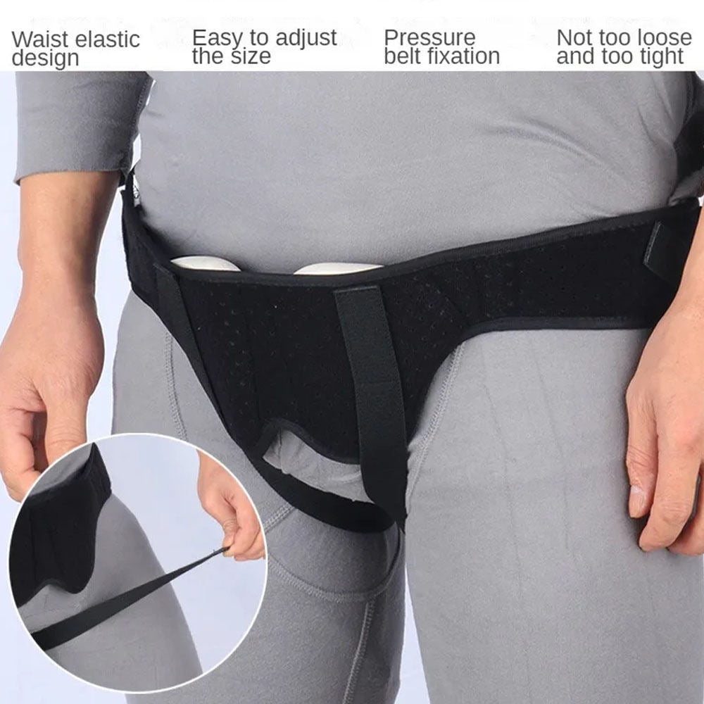 Intestinal Hernia Fixation Belt, Machine Washable Black PU Foam Pad Breathable Men Inguinal Hernia Tape For Body Care