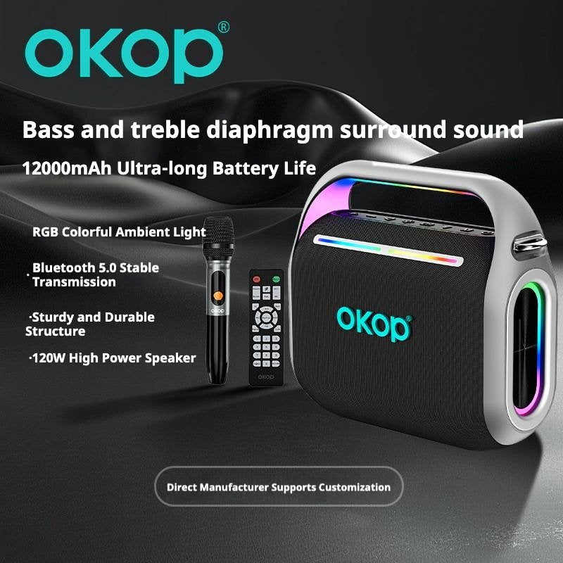 KP-8003 Best Selling Party Bluetooth Speaker Outdoor RGB Ambient Lighting Microphone And Long Battery Life Perfect For Gatherings