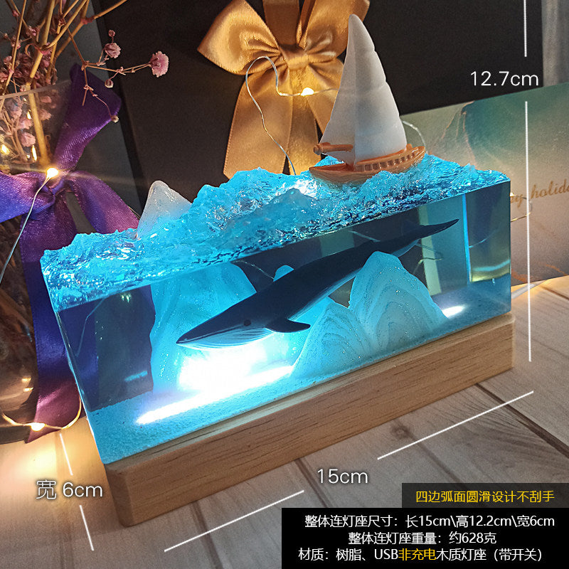 Whale USB Night Light Resin Desk Ornament