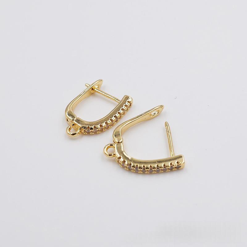 Copper Earrings, 18K Gold-plated, U-shaped Zircon-studded Ear Clips With Dangling Hoopswomens Accessories, Wholesale Jewelry