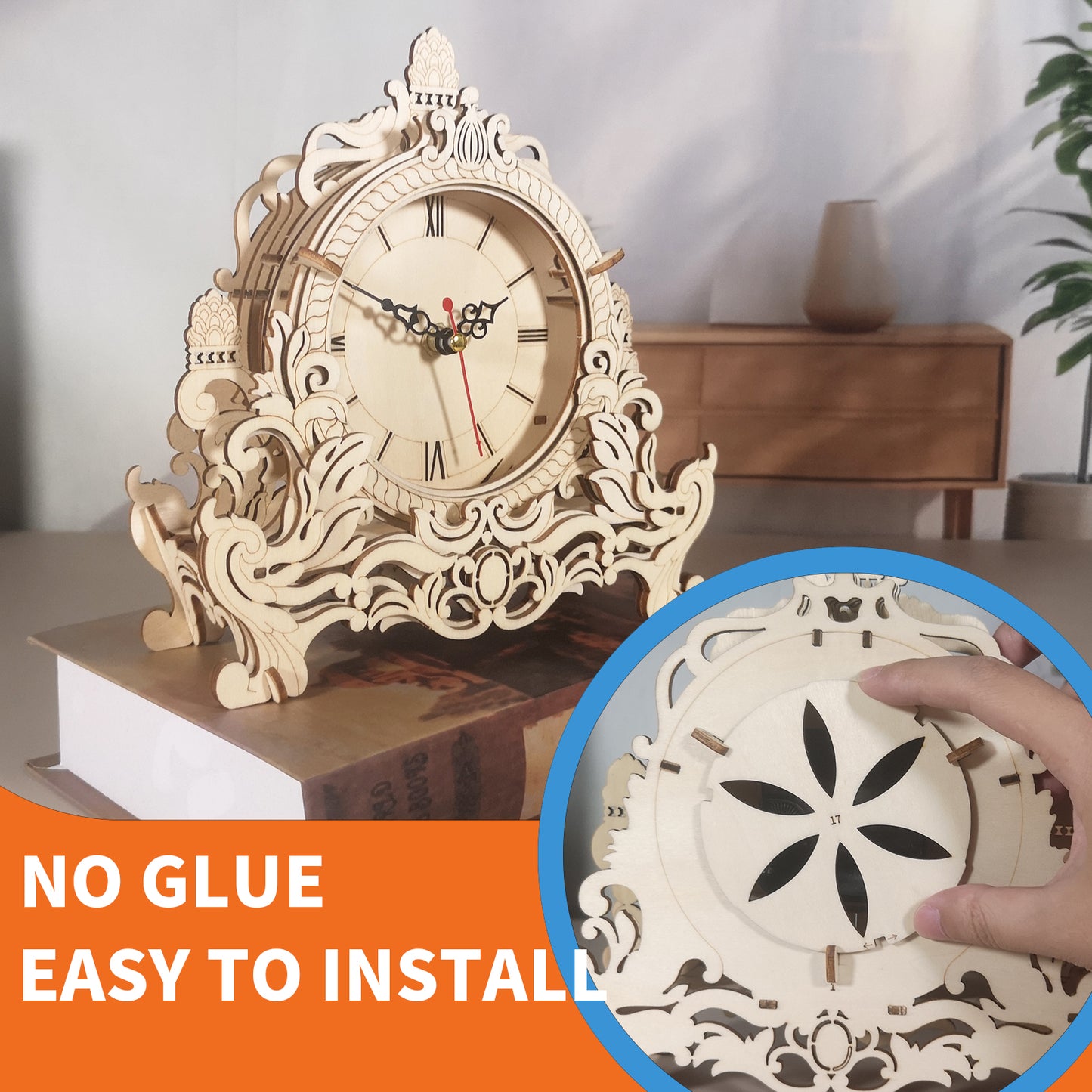 Sales Are Prohibited On The TEMU And SHEIN - 3D Wooden Puzzle Clock Model Kits Building Kits Desktop Clock DIY Architectural Building Blocks Creative Gift Home Decor For Family