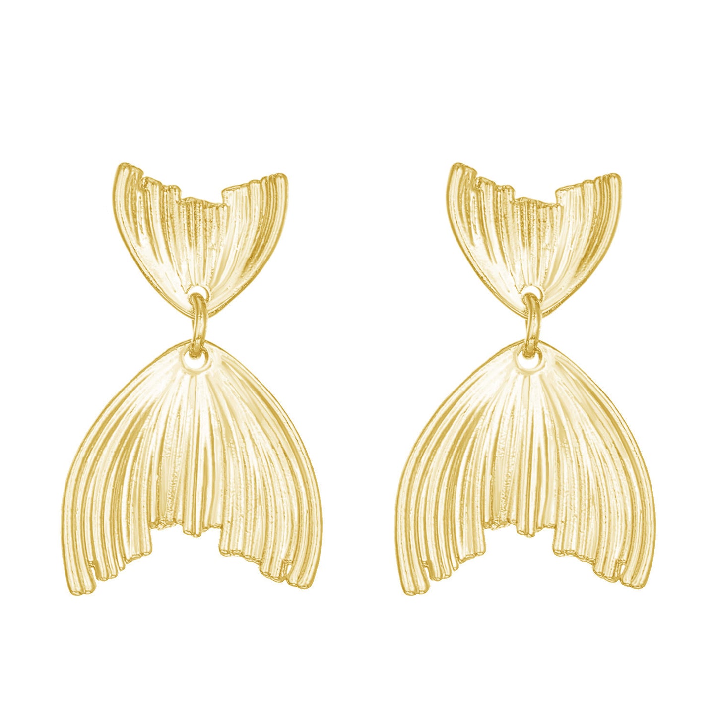 Trend Fashion Folded Polished Metal Ear Studs, Retro Irregular Geometric Petal Design Glossy Surface Versatile Ladies Earrings