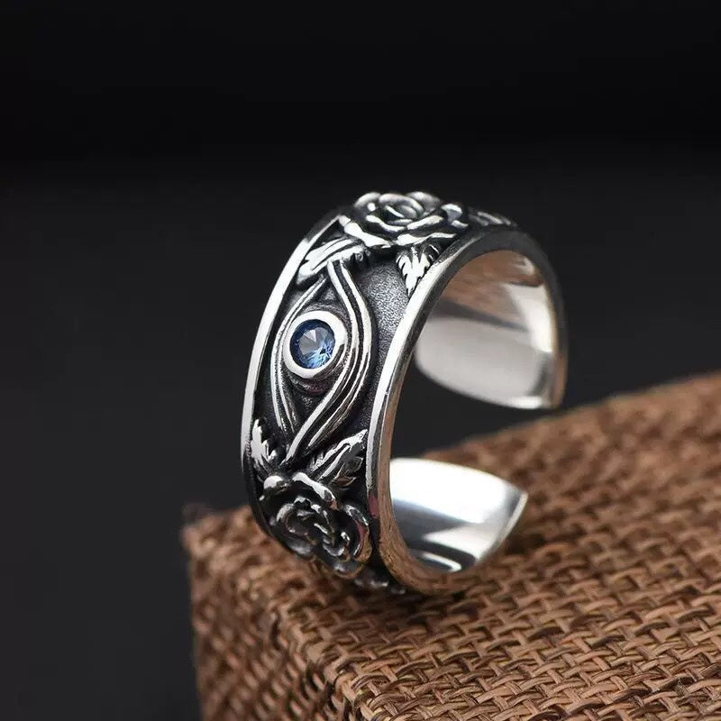 1pcs 925 Sterling Silver Retro Horus Eye Statement Ring, Mystical Boho Style, Ideal For Birthdays & Spiritual Gifts