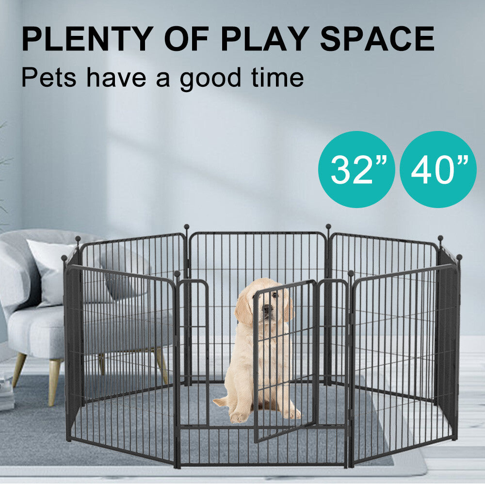 32 40 8 Panel Pet Dog Playpen Cage Enclosure Exercise Cat Puppy Metal Fence AU