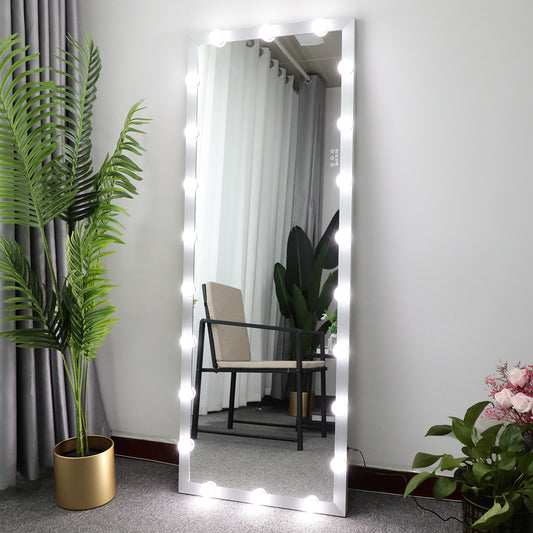 Full Length Mirror With Lights Full Body Vanity Mirror With 3 Color Modes Lighted Standing Floor Mirror For Dressing Room Bedroom Wall Mounted Touch Control Silver 63 X24