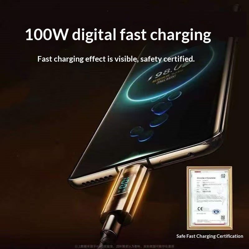 120W Digital-display Fast-charging Cable With Smart Power-off Feature