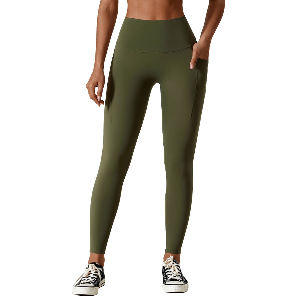 Zechuang Wear Tight Nude Feel Yoga Pants Pocket Belly Contracting Hip Lifting Fitness High Waist Running Sports Leggings 8295