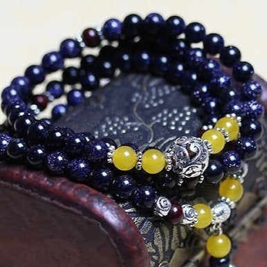 Women's Blue San Beads Bracelet Vintage Ethnic Style Hand Accessories