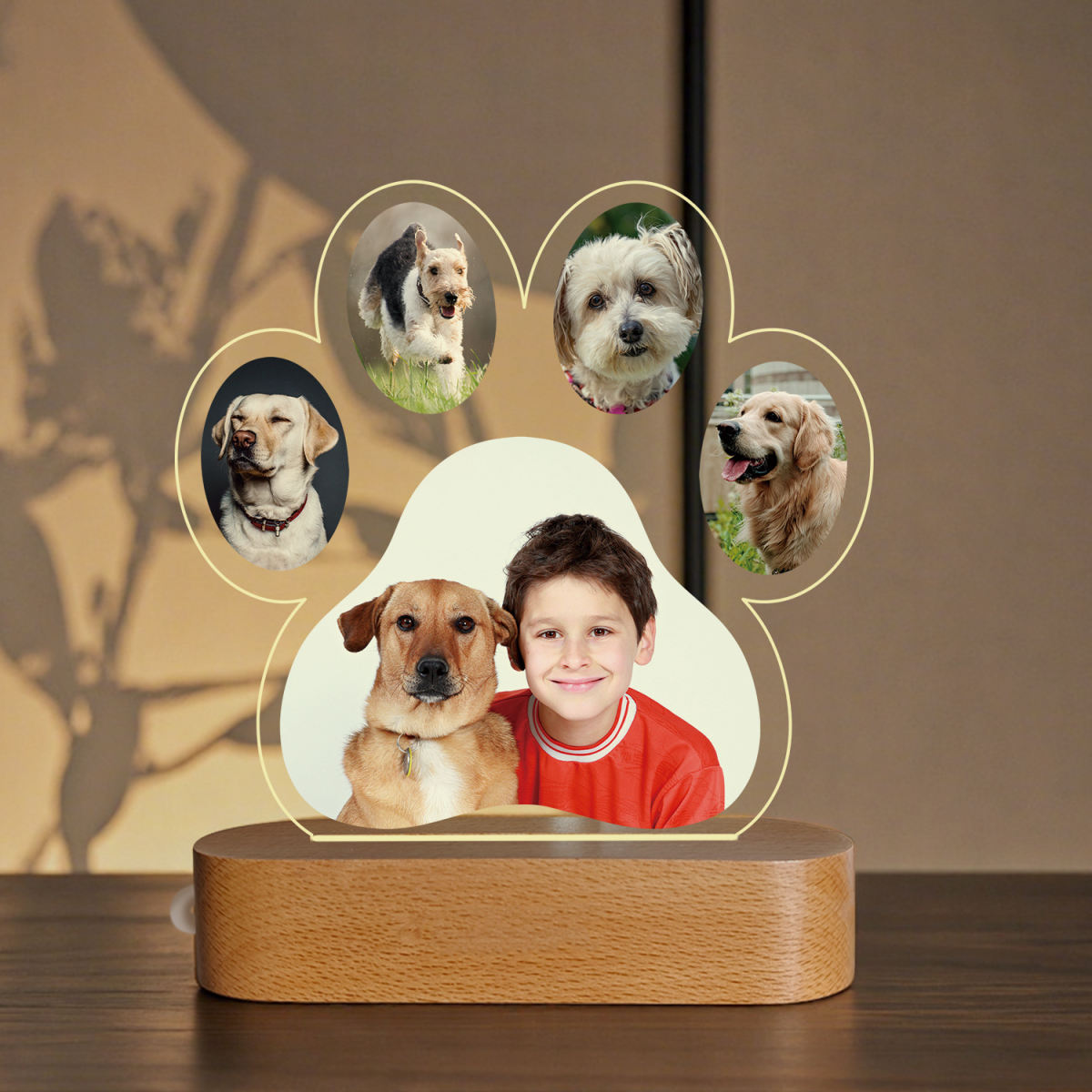 Bedroom Bedside Table Lamp With Pet Paw Printcustomizable Night Light