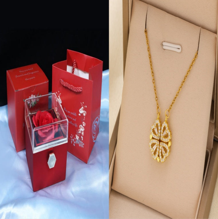 Rotating Soap Flower Rose Gift Box Creative Rotating Rose Jewelry Packaging Box Valentine's Day Gift