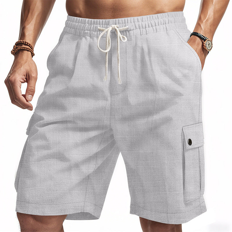 Cross-border Hot Sale American Ami Kaji Outdoor Tactical Tooling Summer Men's Bamboo Linen Beach Casual Shorts