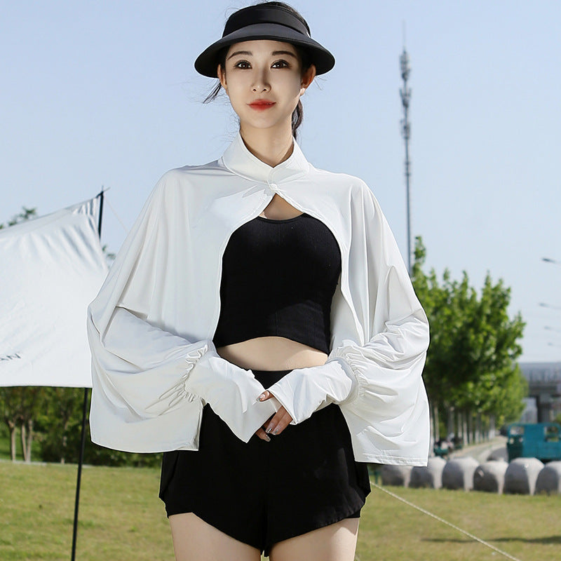Womens Summer Sun-Protection Long Cape For Outdoor Cycling