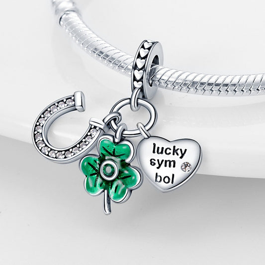 DIY Jewelry Bracelet Accessories Lucky Horseshoe Four-Leaf Clover Charm Pendants