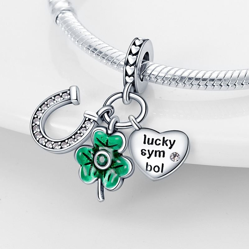 DIY Jewelry Bracelet Accessories Lucky Horseshoe Four-Leaf Clover Charm Pendants
