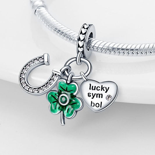 DIY Jewelry Bracelet Accessories Lucky Horseshoe Four-Leaf Clover Charm Pendants
