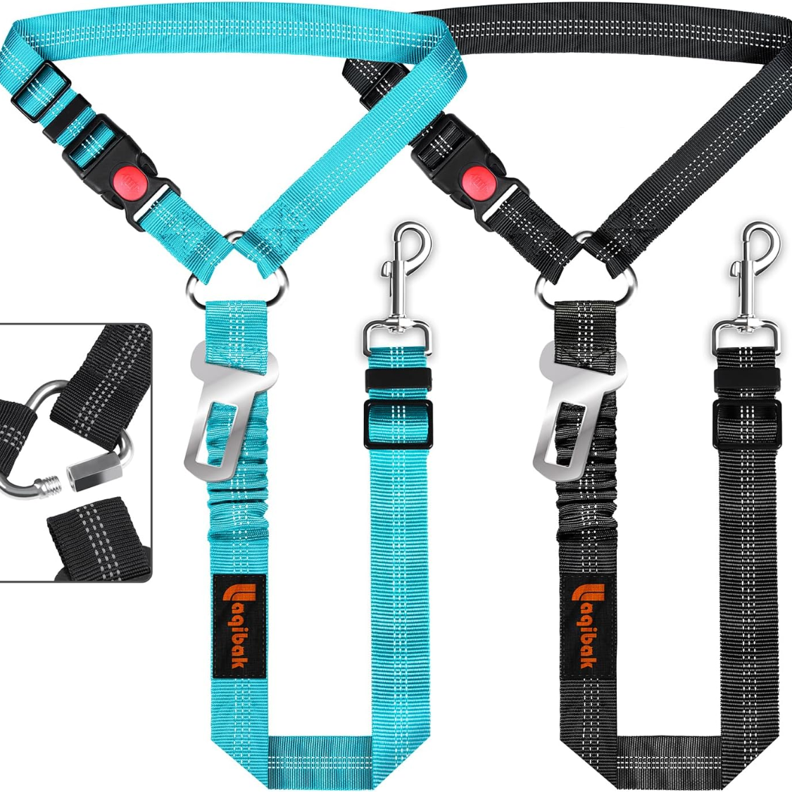 Removable Dog Seat Belt Harness For Car, 3 In 1 Pet Dog Car Seatbelt Leash, Retractable Restraint Secures To Vehicle Headrest