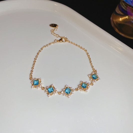 Korean Ins Rhombus Zircon Bracelet For Women  Ethereal Bangle Wedding Party Jewelry