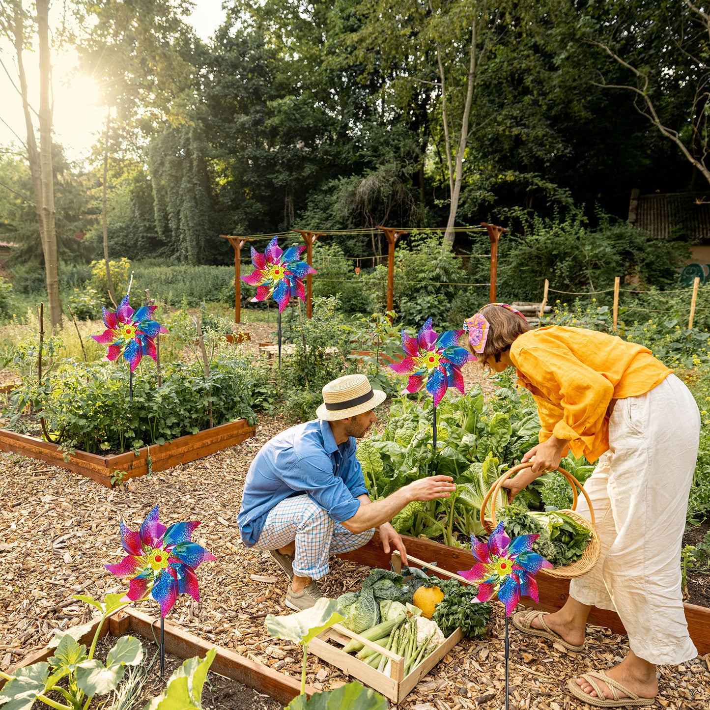 Party Decorations & Accessories—Scarecrow Windmill Set—6 Sturdy Windmills For The Garden & Outdoor Use In Summer