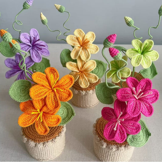 Artificial Flower Decor Hand-woven Yarn Potted Bouquet