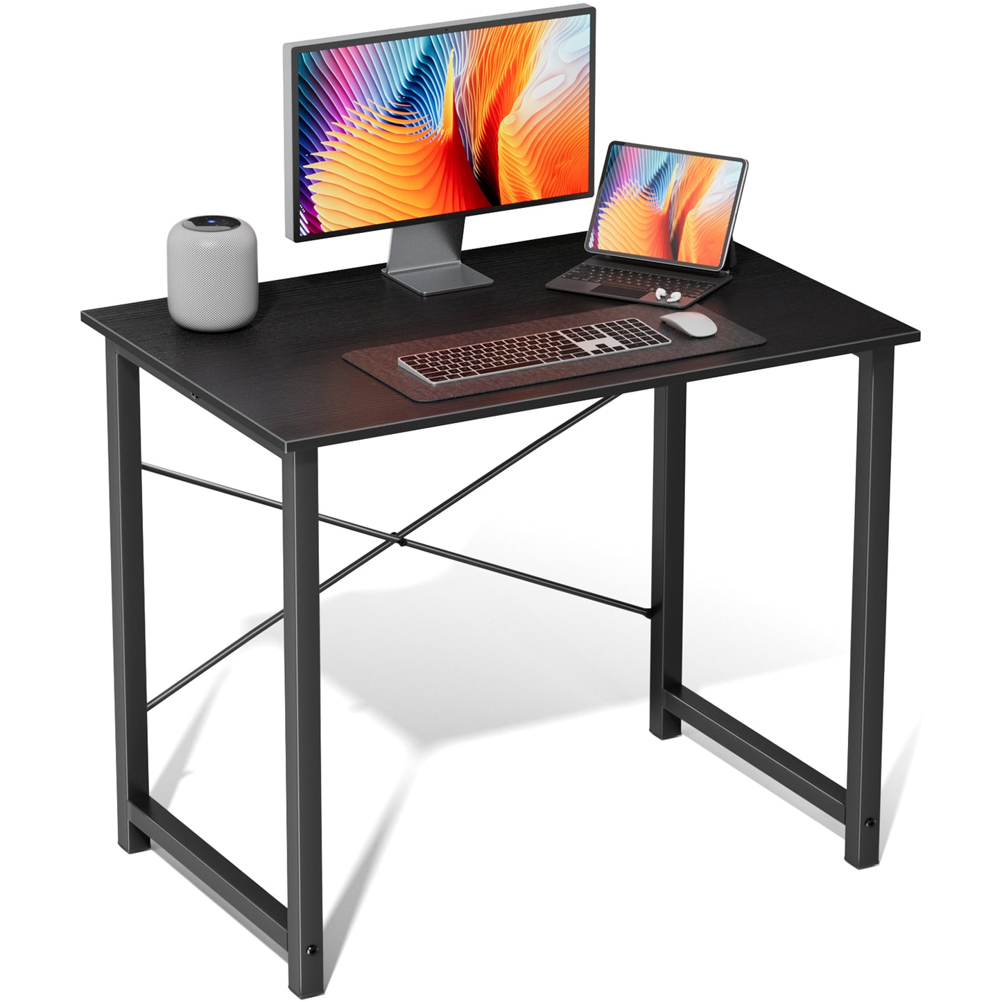 Computer Desk For Home Office, Modern Study Work Table Simple Style For Bedroom, Writing Desks With X-Shaped Reinforcement, Rust