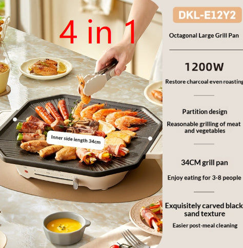 Household Non-Stick Electric Grill Korean-Style Smokeless BBQ Pan
