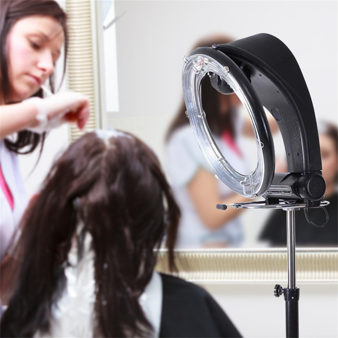 Standing Hair Dryer Accelerator Colour 360 Rotating Halo Rolling Salon EquipmentStanding Hair Dryer Accelerator Colour 360 Rotating Halo Rolling Adjustable Height 110-165cm Salon Equipment 2 2m Cord