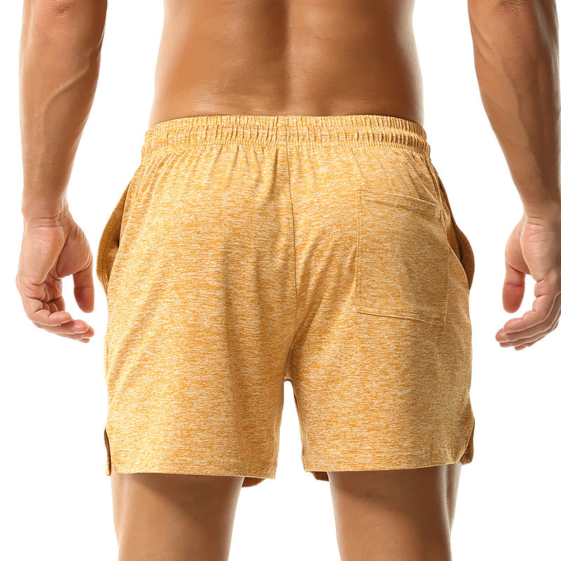 Men's Solid Color Mid-waist Tether Pocket Yoga Fitness Running Casual Pants