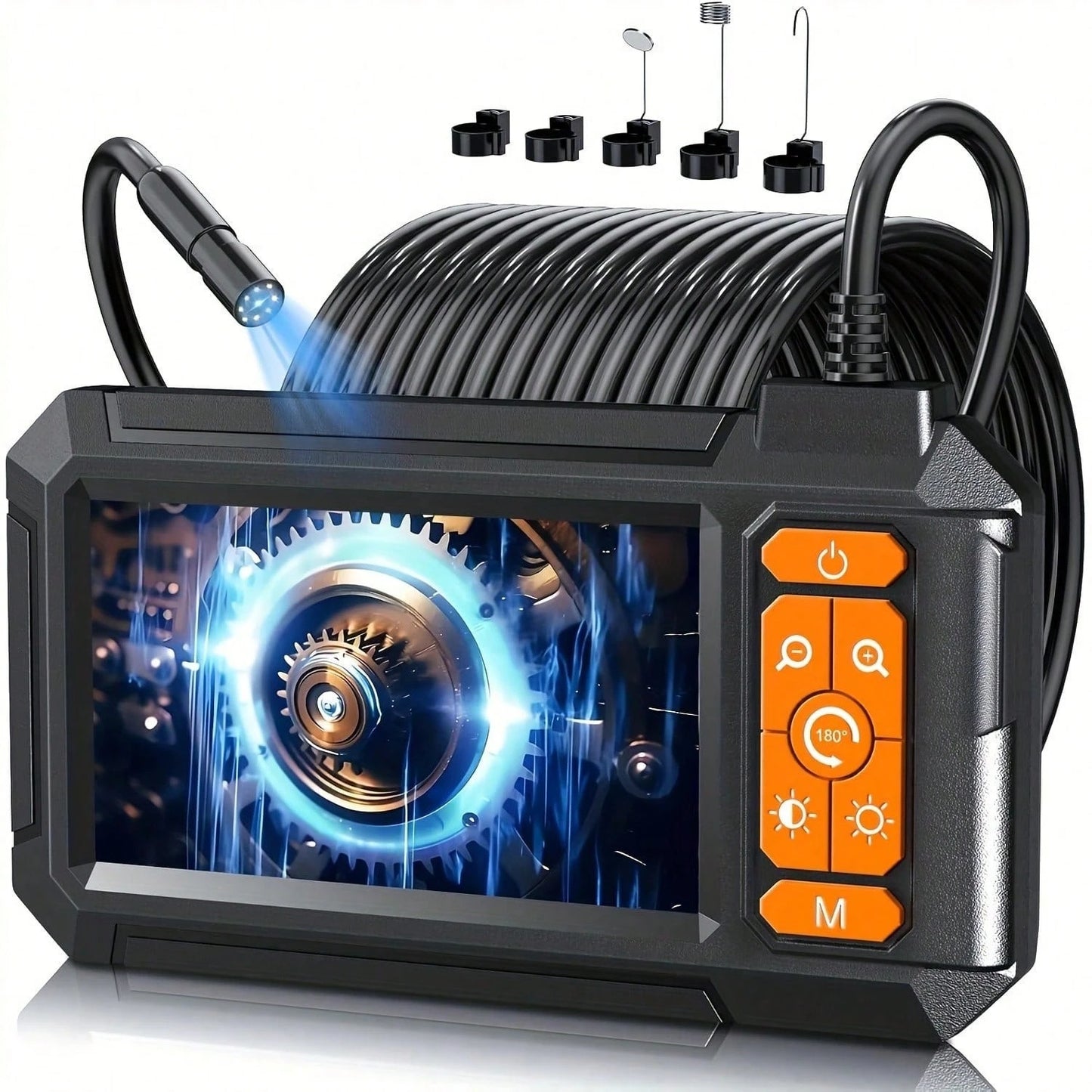 4.3-inch Industrial Endoscope 8mm HD Digital Inspection Camera IP67 Waterproof Rating Battery-Powered Ideal For Vehicle Maintenance, Machine Inspection, Blockage Removal, And Medical Equipment