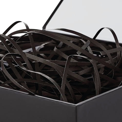 Hallmark Medium Gift Box with Lid and Shredded Paper Fill (Black 7 inch Box) for Weddings, Graduations, Birthdays, Father'...