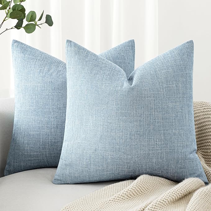 MIULEE Pack of 2 Decorative Linen Burlap Textured Pillow Covers Farmhouse Boho Accent Pillowcases Spring Coastal Home Deco...