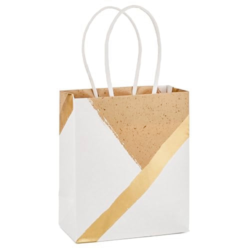 Hallmark 6" Small Paper Gift Bags, 8-Pack (White and Kraft) for Valentine's Day, Birthdays, Weddings, Graduations, Baby Sh...