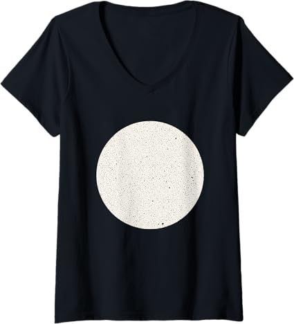 Womens Minimalist Home Decor Speckled Circle, Neutral Abstract, Sc V-Neck T-Shirt