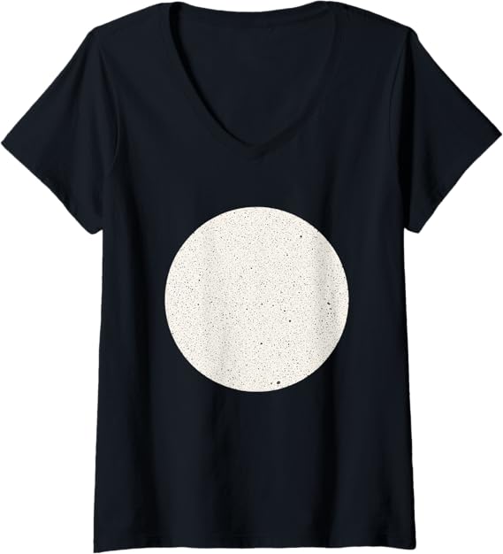 Womens Minimalist Home Decor Speckled Circle, Neutral Abstract, Sc V-Neck T-Shirt