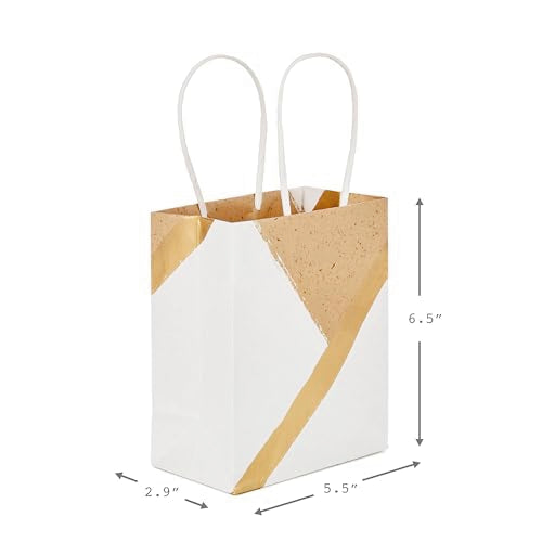 Hallmark 6" Small Paper Gift Bags, 8-Pack (White and Kraft) for Valentine's Day, Birthdays, Weddings, Graduations, Baby Sh...
