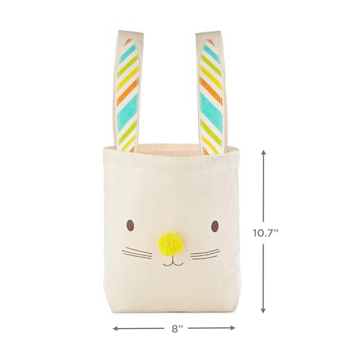 Hallmark 9" Canvas Tote Bag (Teddy Bear Face) Reusable Gift Bag for Baby Showers, Birthdays, Kids