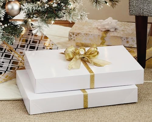 Hallmark 17" XL Gift Boxes with Lids (12 White Robe Boxes, White) for Birthdays, Graduations, Christmas, Weddings, Bridal ...