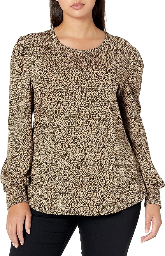 Amazon Essentials Women's Long-Sleeve Crewneck Smocked Cuff T-Shirt