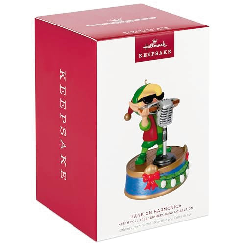 Hallmark Keepsake Christmas Ornament 2024, North Pole Tree Trimmers Band Collection Hank On Harmonica Musical With Light, ...