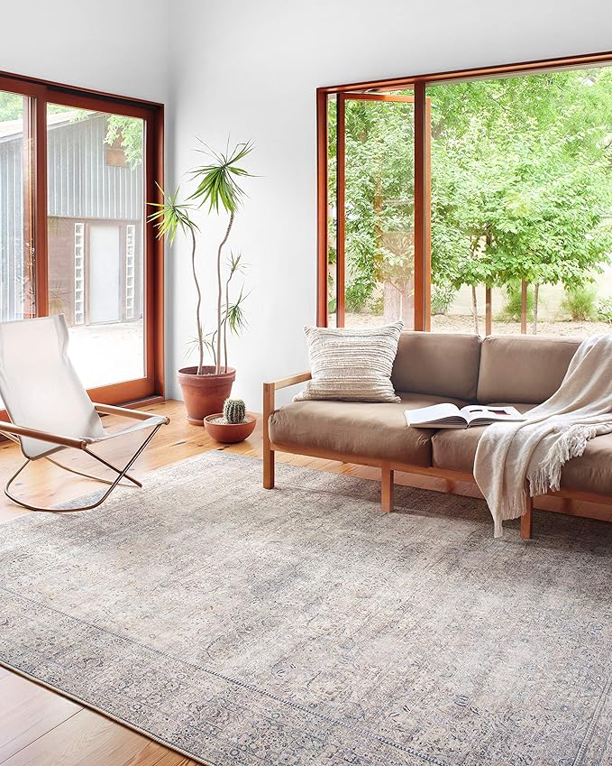 Loloi Wynter Collection WYN-03 Silver/Charcoal 8'-6" x 11'-6" Area Rug, .13" Thick, Area Rug, Soft, Durable, Printed, Vint...
