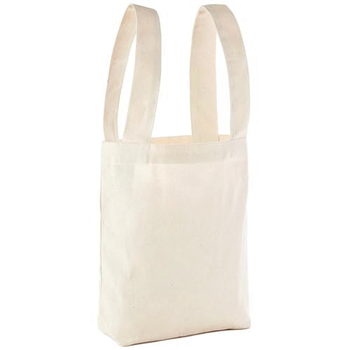 Hallmark 9" Canvas Tote Bag (Teddy Bear Face) Reusable Gift Bag for Baby Showers, Birthdays, Kids