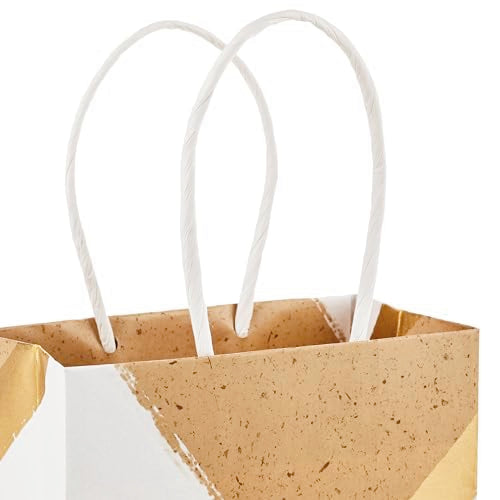 Hallmark 6" Small Paper Gift Bags, 8-Pack (White and Kraft) for Valentine's Day, Birthdays, Weddings, Graduations, Baby Sh...