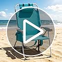 NAICKUC Folding Low Backpack Beach Chairs for Adults, 5-Positions Adjustable Portable Recliner, Aluminum Frame, Includes H...