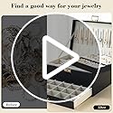 Song Xi Jewelry Box for Women Girl Wife - Large PU Leather Jewelry Organizer Storage Case with Two Layers Display for Earr...